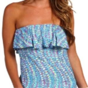 Lilly Pulitzer Wiley ruffle clam jam seashell tube top blue pink M pullover